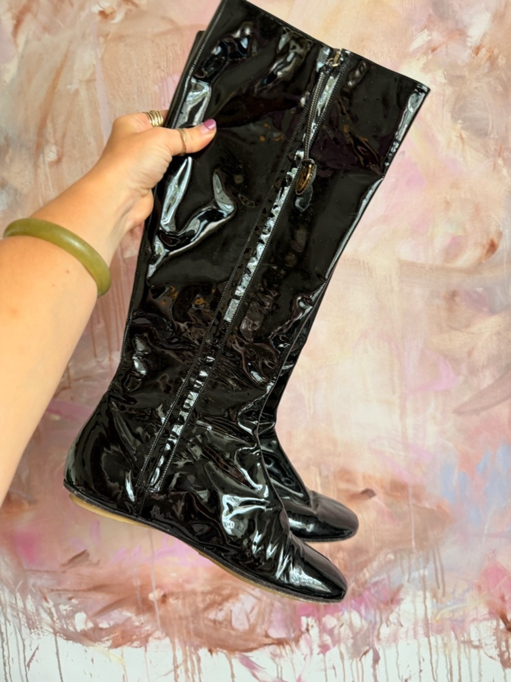 kate spade Glossy Black Over-the-Knee Patent Boots